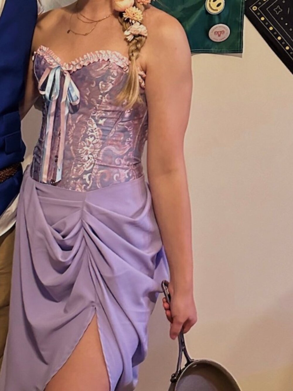Rapunzel Tangled Costume Set Brocade Corset Top & Lavender Draped Skirt S/M